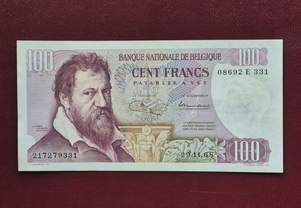 België 100 Francs  1968  Lombard, Ophalen of Verzenden, Los biljet
