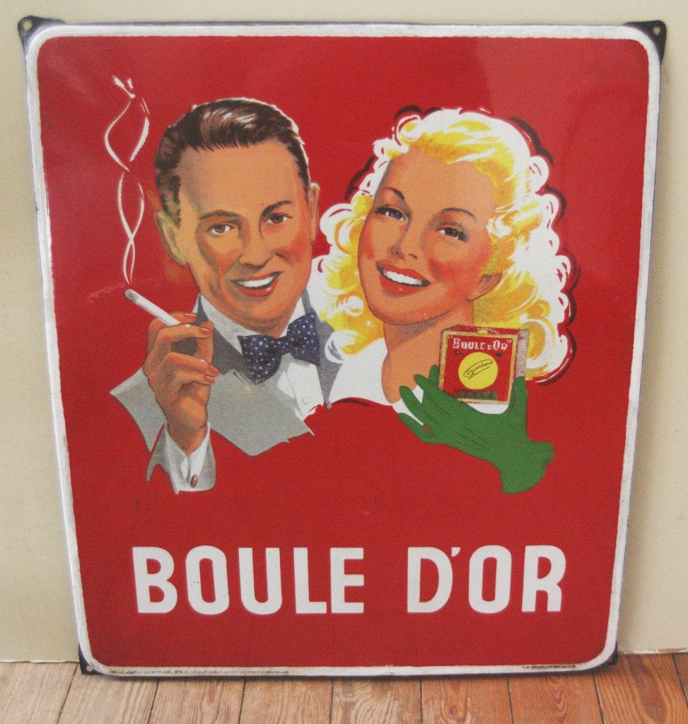 Boule d'Or Emaille Reclamebord / 1951 / De Koninck Bruxelles, Collections, Enlèvement ou Envoi, Utilisé, Panneau publicitaire