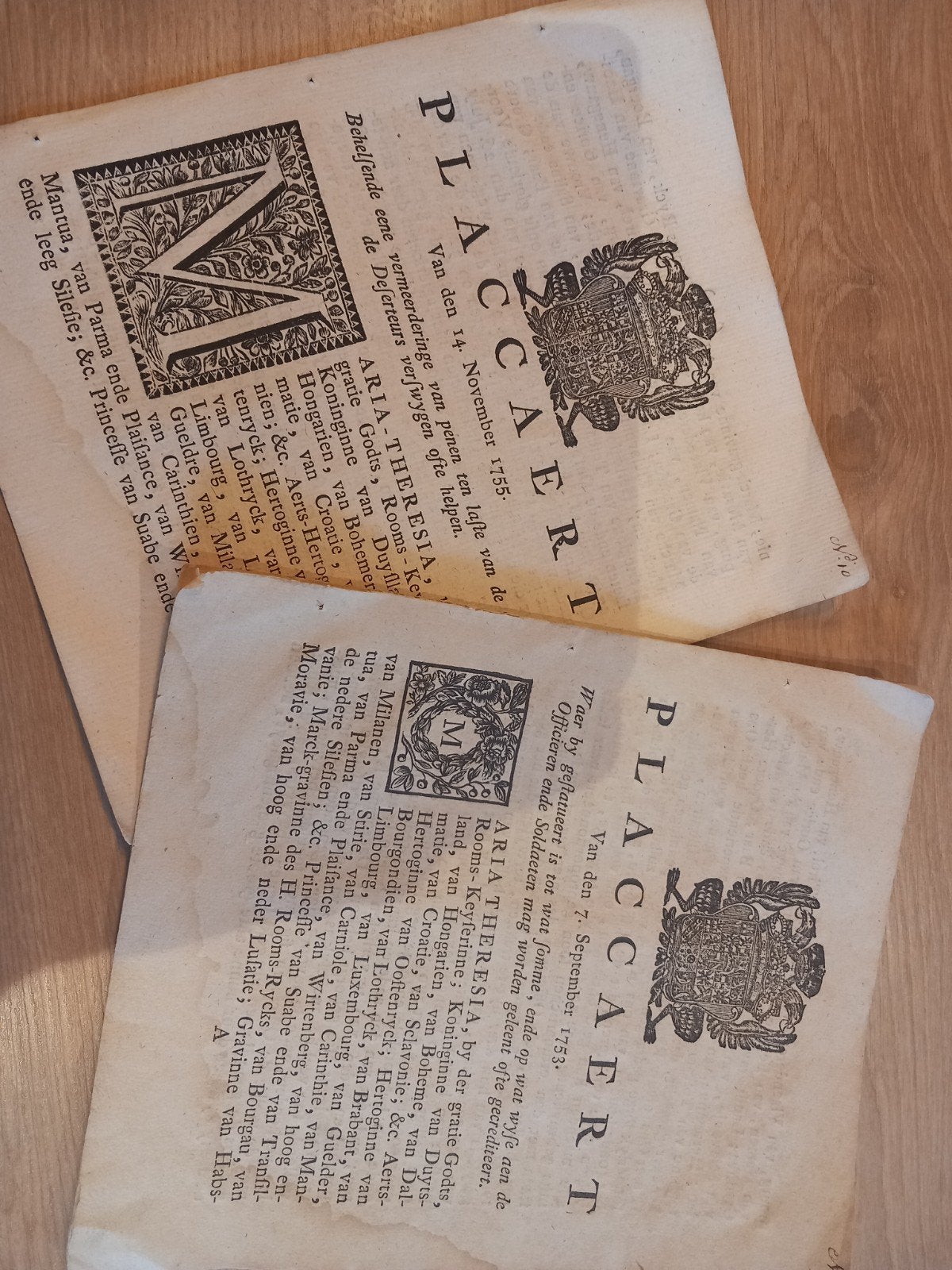 2 placcaerten midden 18de eeuw, Antiek en Kunst, Ophalen