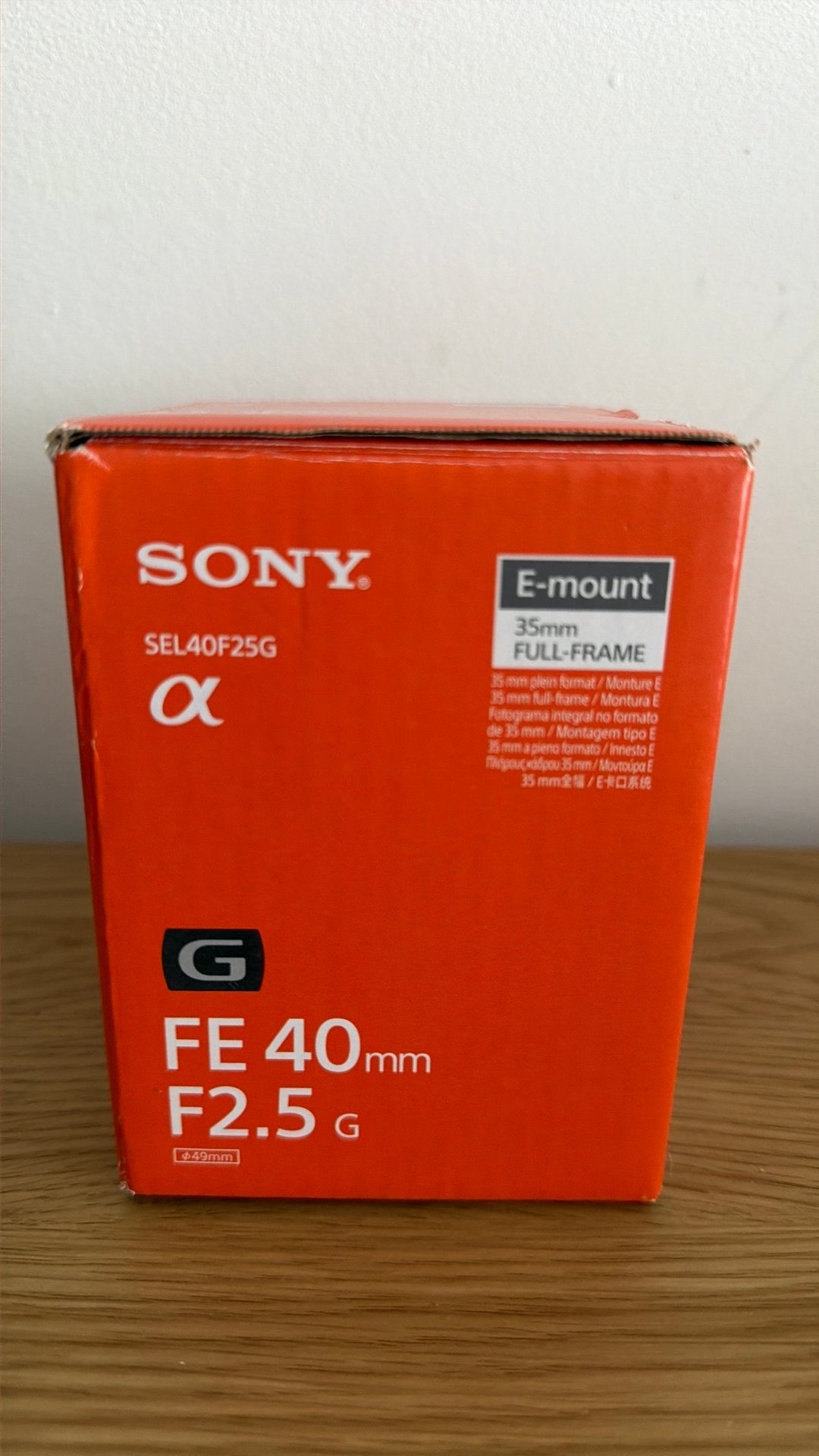 Sony FE 40 mm F2.5 G, Autofocus, Monture Sony E, Lentille standard, Enlèvement