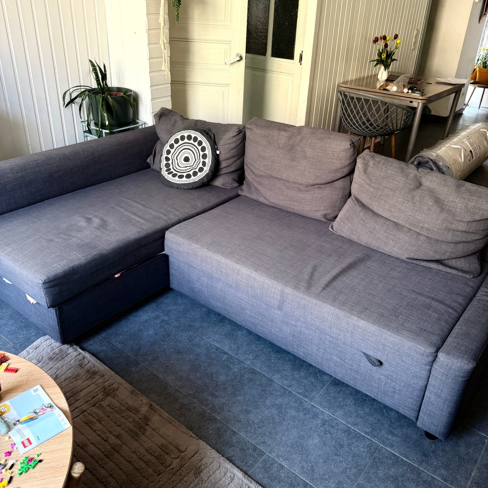 Zetel slaapbank, Ophalen, Gebruikt, Tweepersoons, Grijs