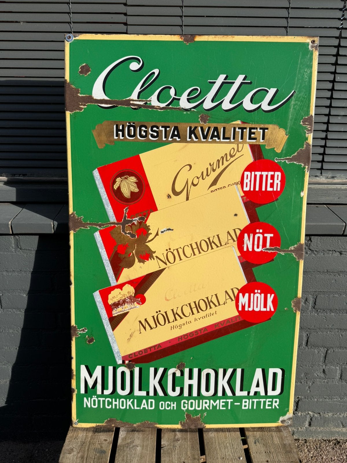Cloetta Chocola oud emaille reclamebord, Ophalen, Reclamebord, Gebruikt, .