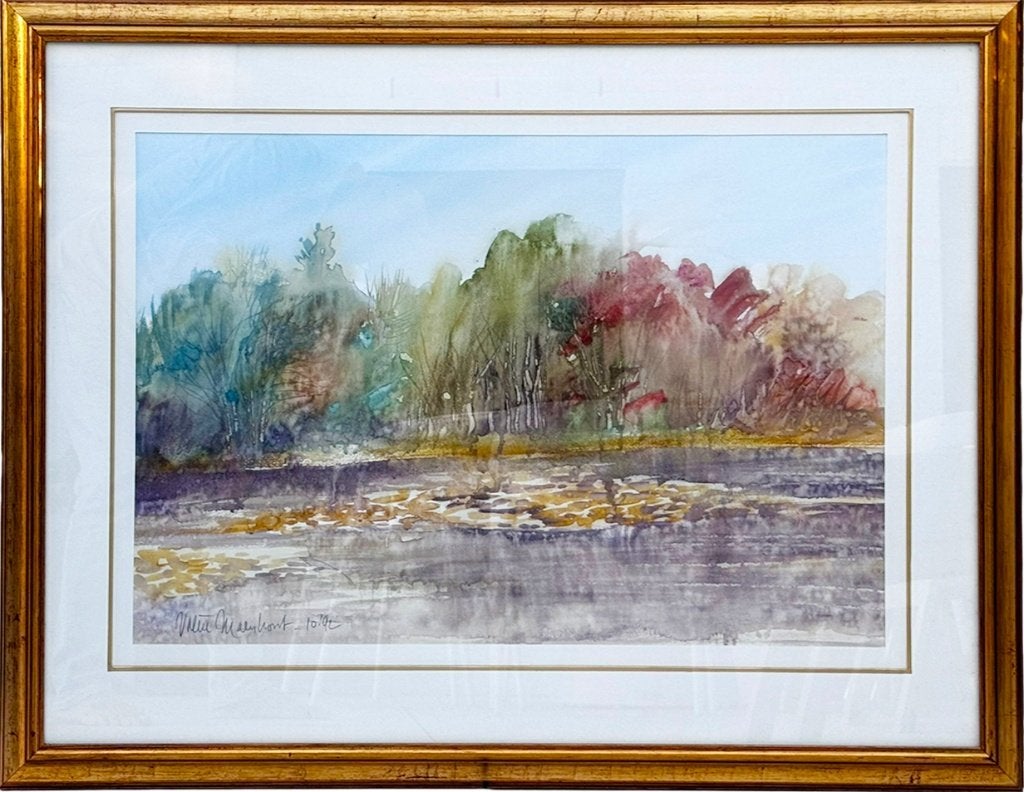 Aquarel van Valére Maenhout, Ophalen, Gesigneerd, Landschap, Aquarel