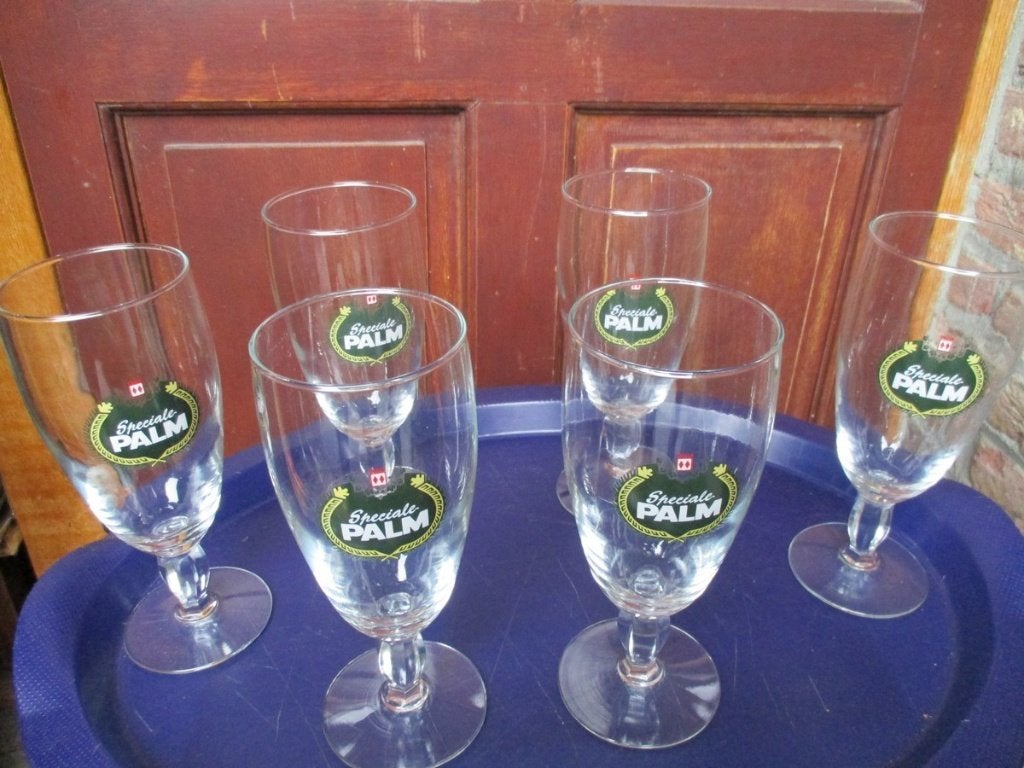 6 nieuwe Palm glazen in doos, Ophalen, Nieuw, Bierglas