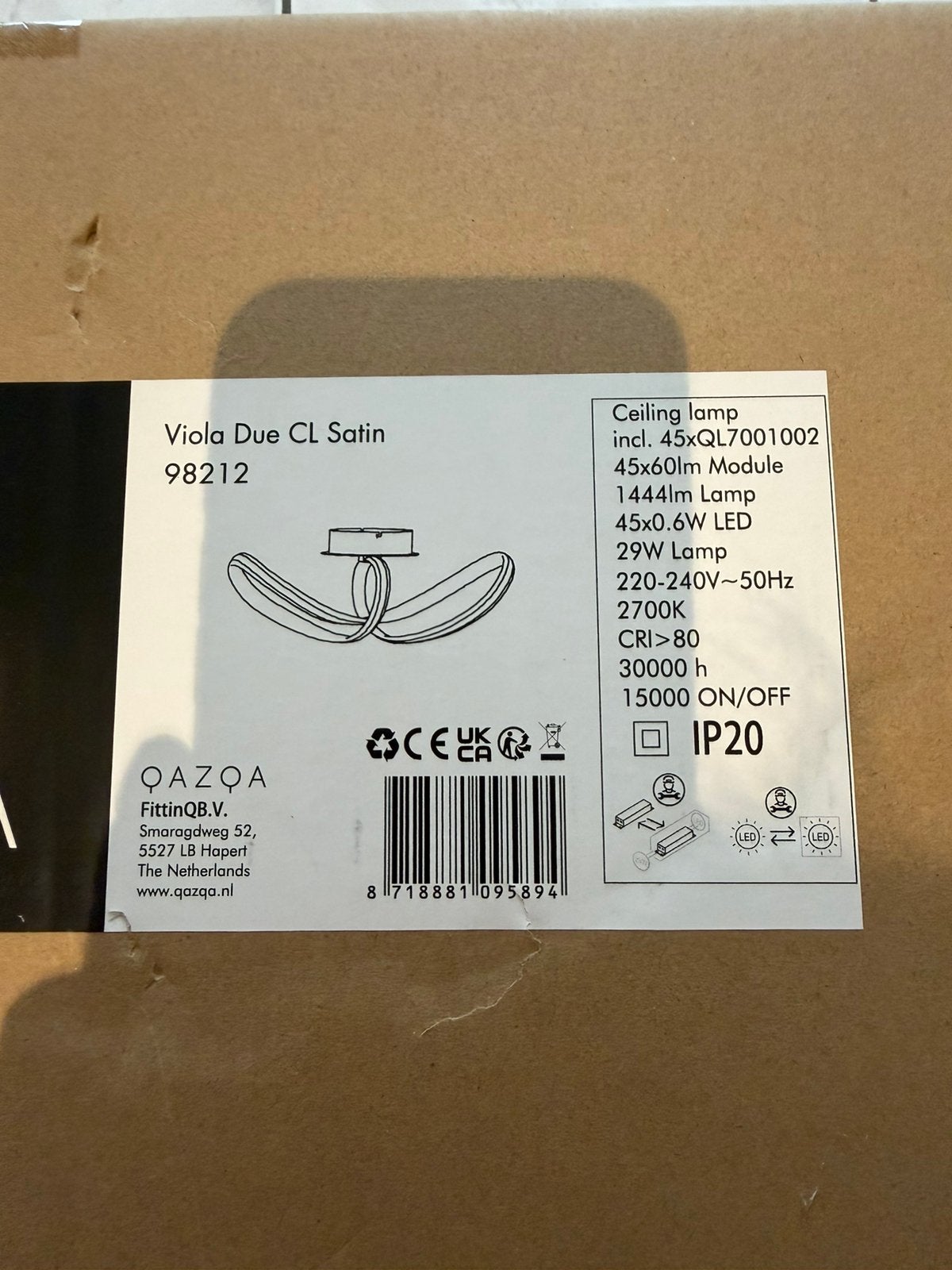 QAZQA Viola Due CL Satin 98212 LED plafondlamp – NIEUW, Ophalen, Zo goed als nieuw