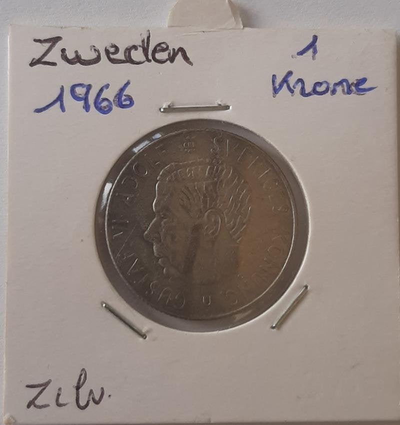 Suède 1 couronne 1966 argent, Enlèvement ou Envoi, Argent