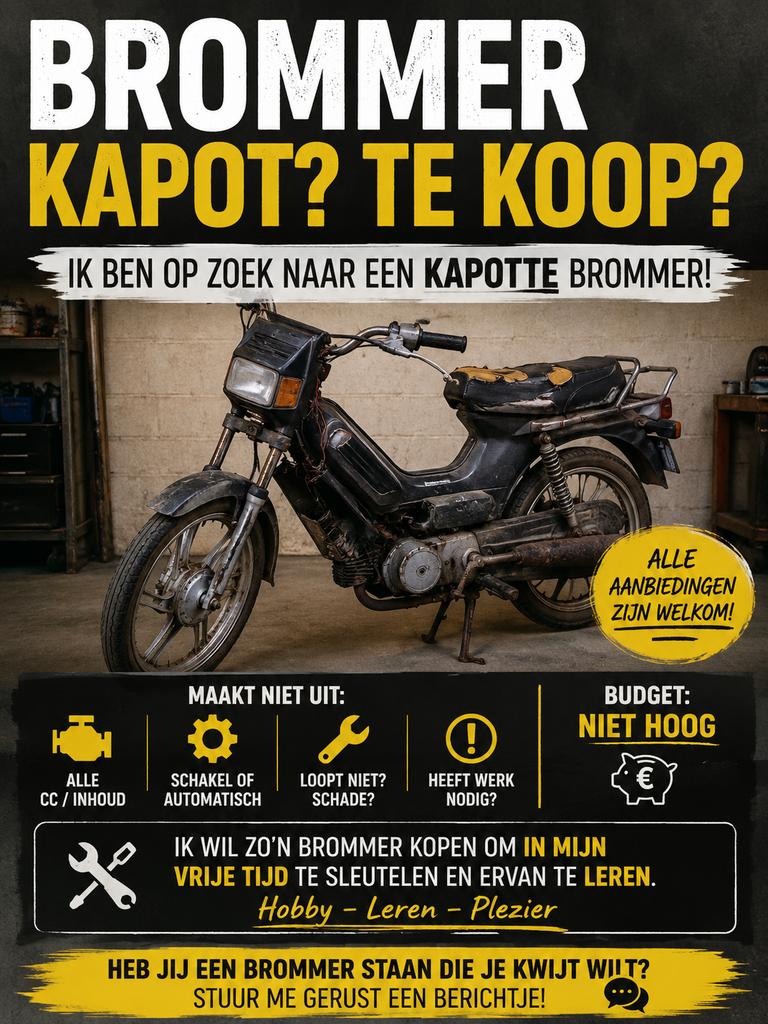 GEZOCHT! Brommer met werk aan, Fietsen en Brommers, Ophalen