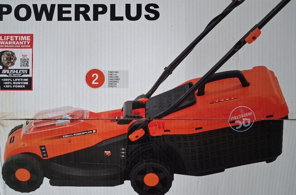 Nieuwe grasmaaier 33cm gratis spaarkaart, Ophalen, Accu-grasmaaier, Nieuw, 30 t/m 39 cm