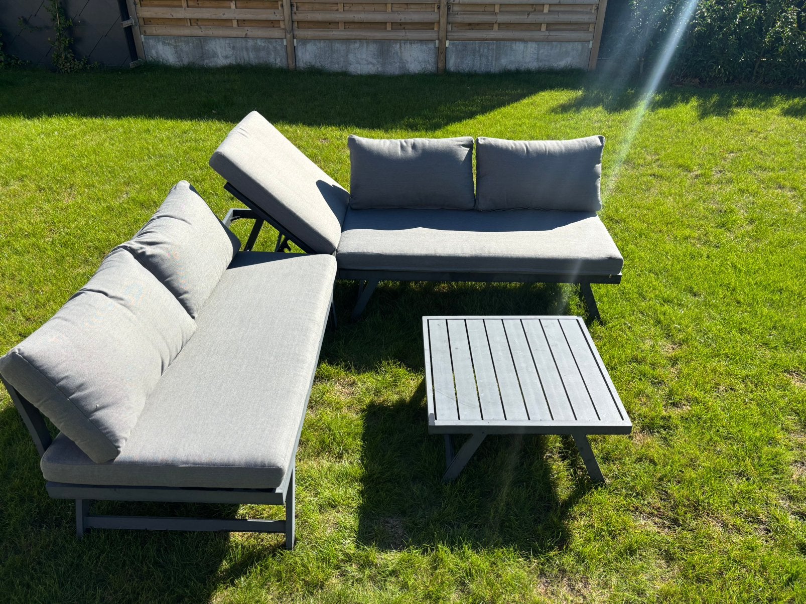 Loungeset + kussens, Tuin en Terras, Ophalen, Gebruikt, Aluminium, Verstelbaar