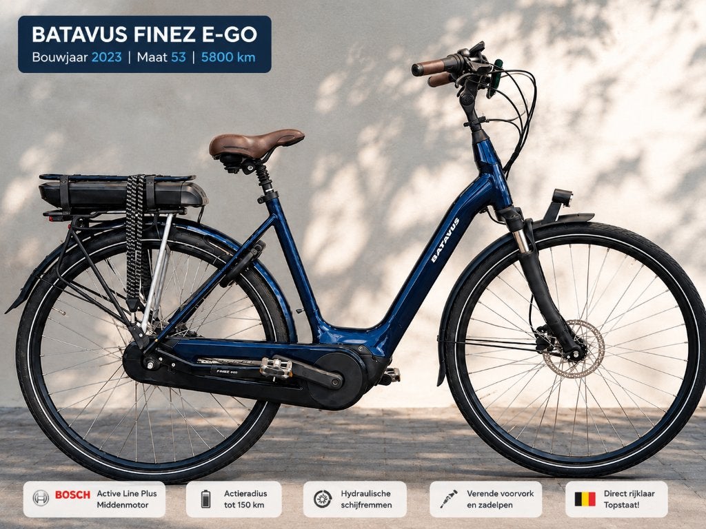 Batavus Finez 2023 Bosch midmotor DONKERBLAUW – 5800km, Fietsen en Brommers, Ophalen, Batavus, Zo goed als nieuw, 51 tot 55 cm