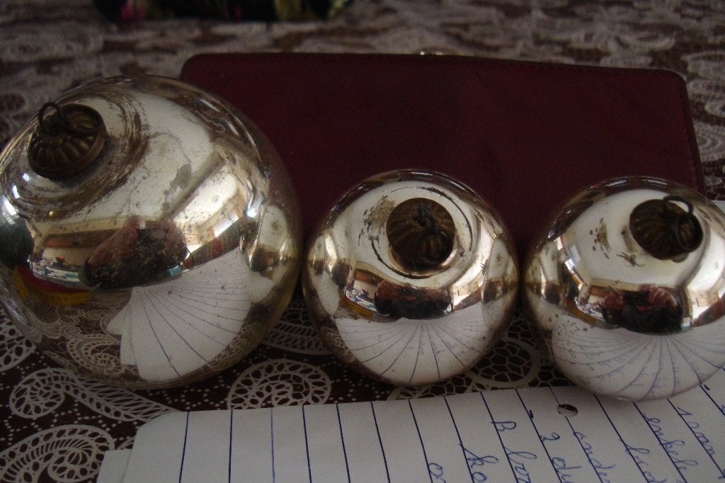 set van drie antieke zilveren Kugels ( ca 1900 ), Diversen, Ophalen, Gebruikt