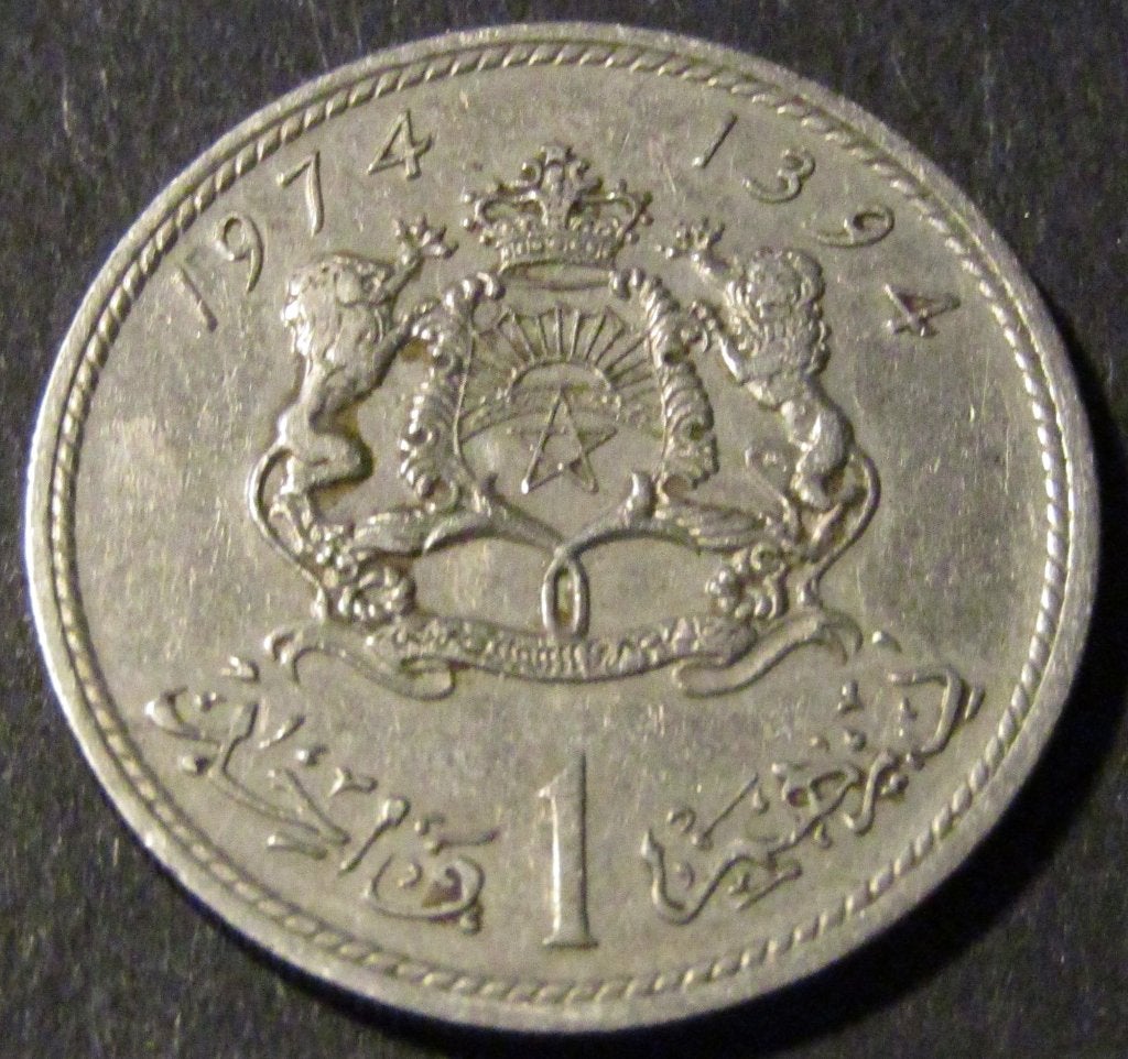 Marokko 1 dirham munt 1974 (1394), Ophalen of Verzenden, Overige landen, Losse munt