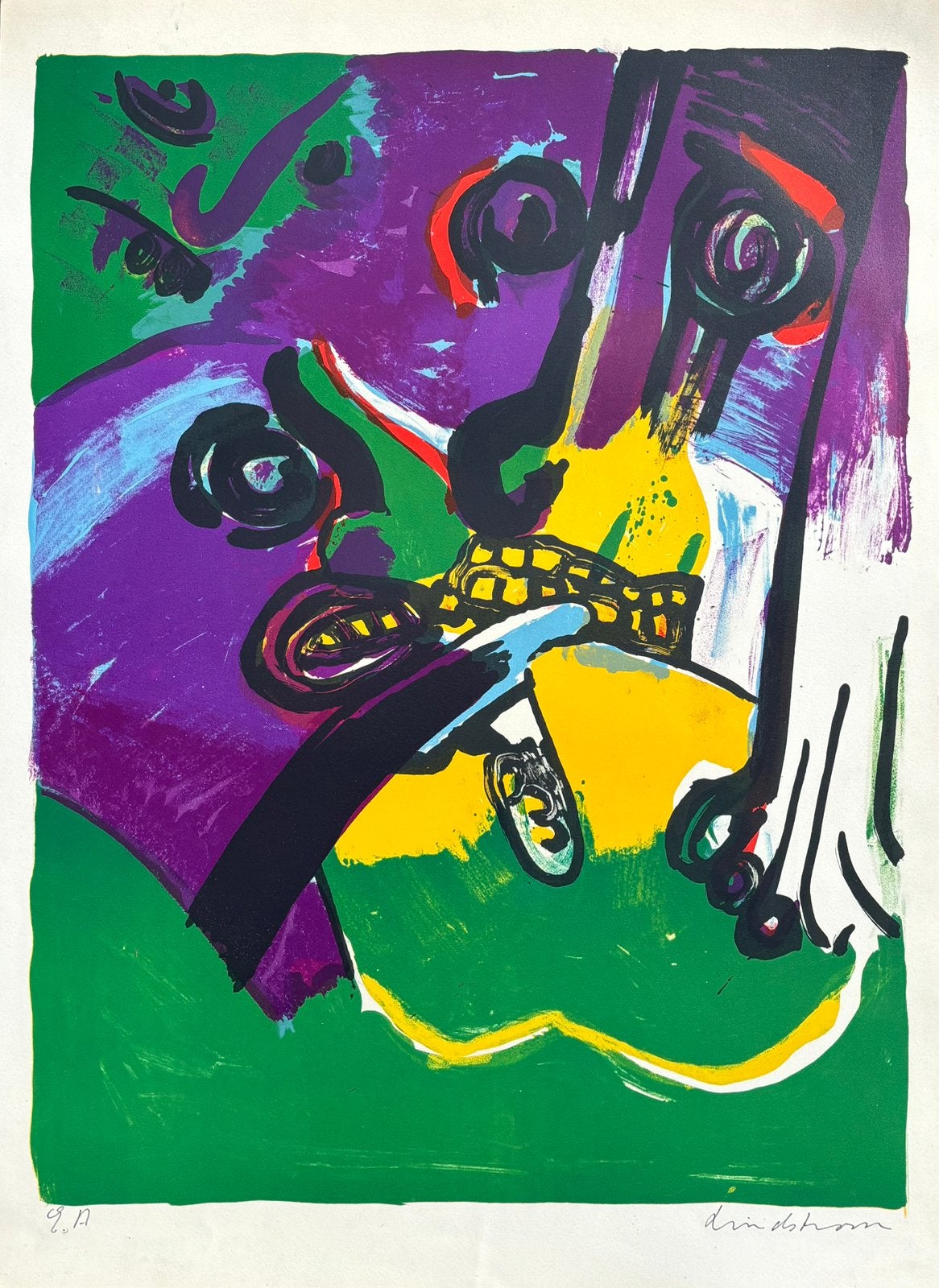 Kleurrijke litho van Bengt Lindström (1925-2008), Gelimiteerde oplage, Ophalen of Verzenden, Abstract, Lithografie