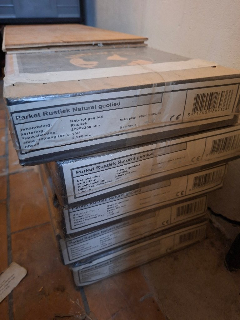 5 pakken Parket, Doe-het-zelf en Bouw, Hout en Planken, Ophalen, Minder dan 25 mm, Overige typen, Nieuw