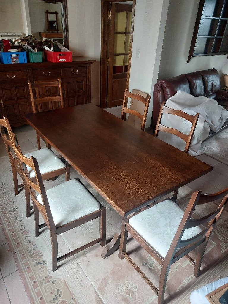 tafel en stoelen, Ophalen, Gebruikt, Eikenhout