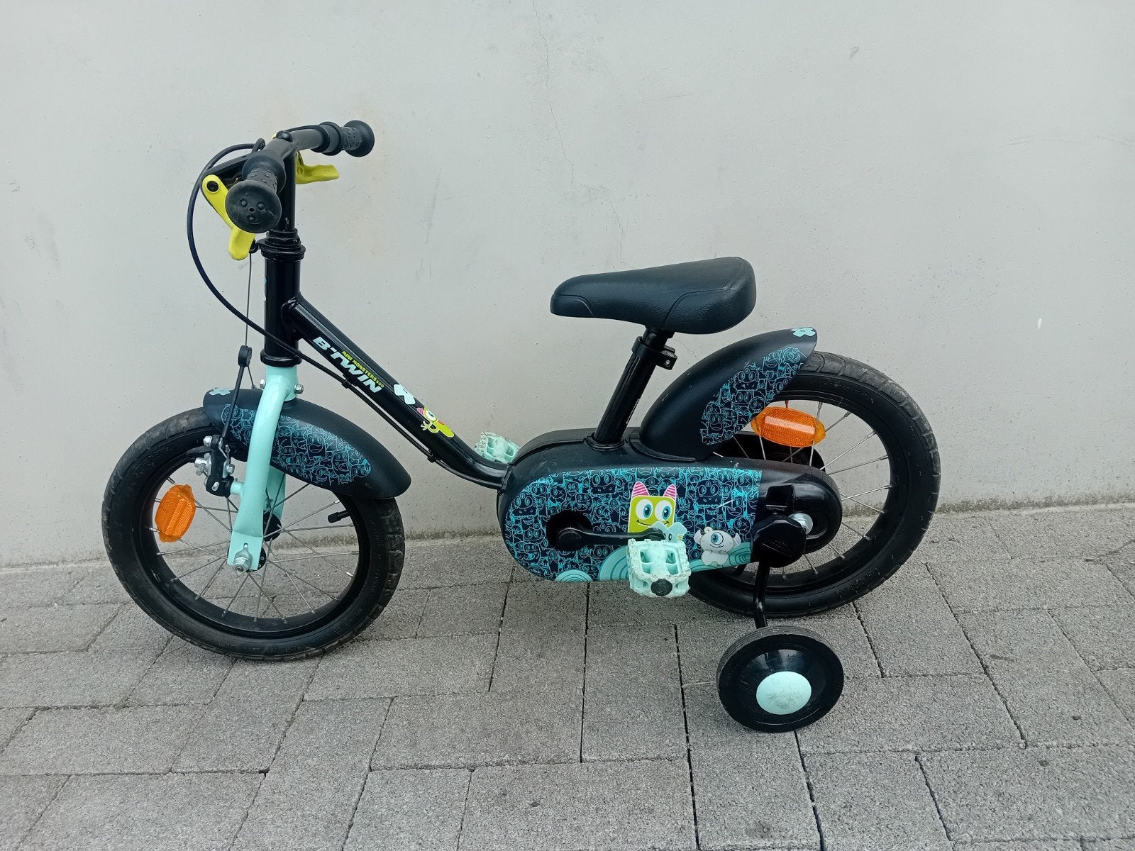 Kinderfiets BTWIN 14inch inclusief duwstang + zijwielen 🚴‍♂, Ophalen, Zo goed als nieuw, Trapvoertuig
