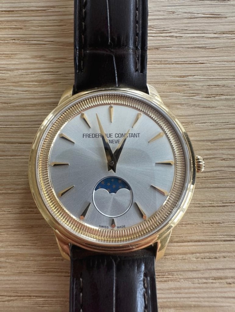Frederique Constant Classics Moneta Moonphase, Overige merken, Leer, Staal, Polshorloge