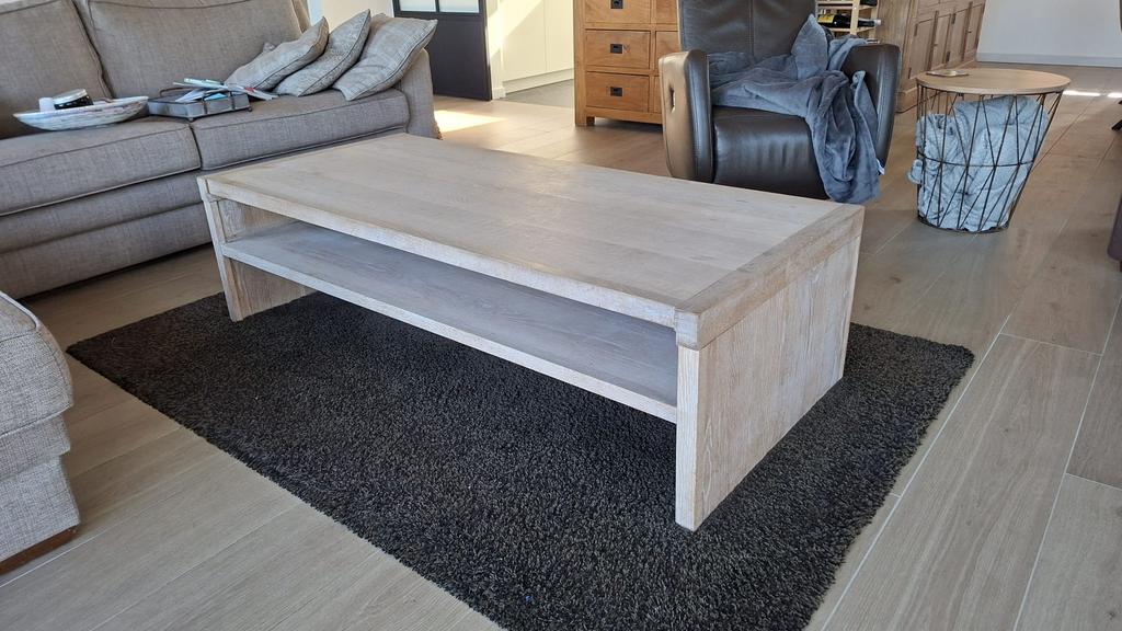 Massief blank eiken salontafel te koop, Huis en Inrichting, Ophalen, Landelijk modern, Eikenhout, 50 tot 100 cm