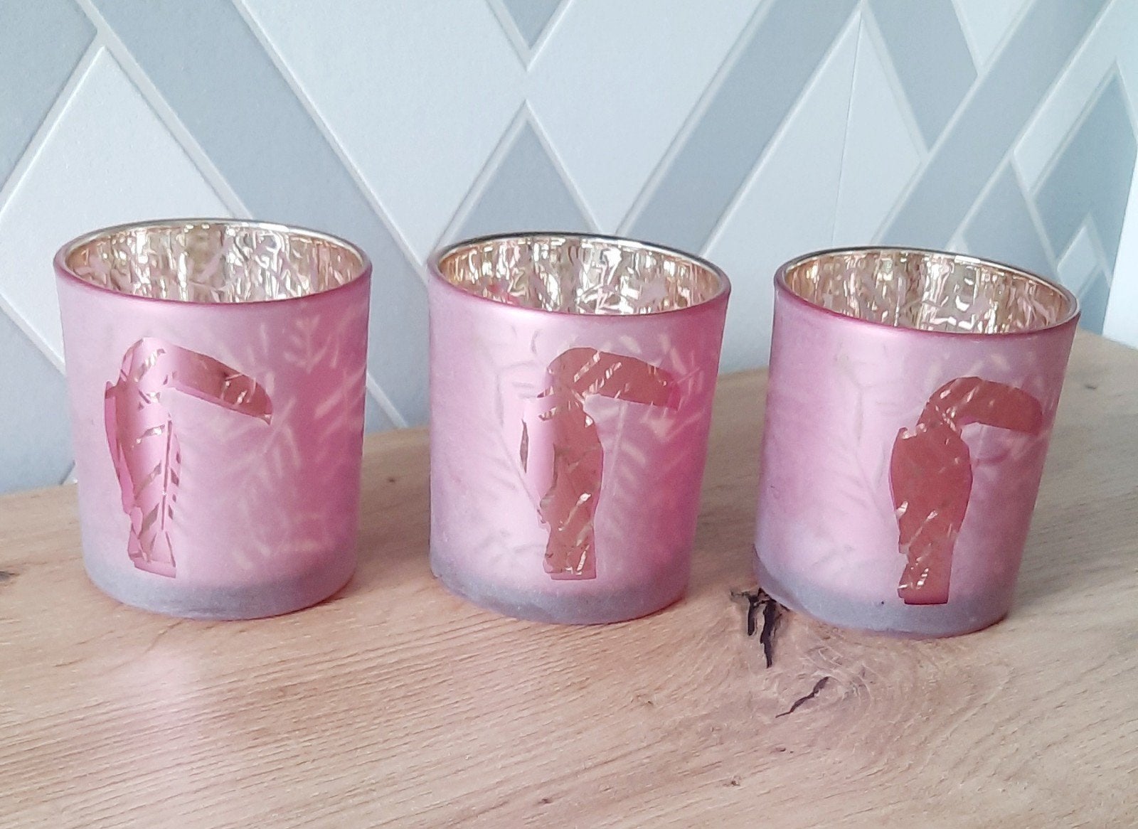 3 theelichthouders J-Line, Ophalen, Roze