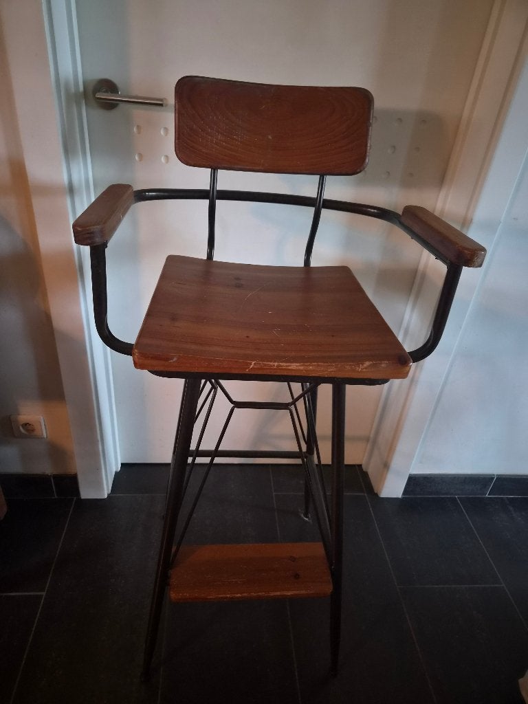 Antieke barkruk bruin, Huis en Inrichting, Ophalen, 60 tot 90 cm, Zo goed als nieuw, 1 kruk
