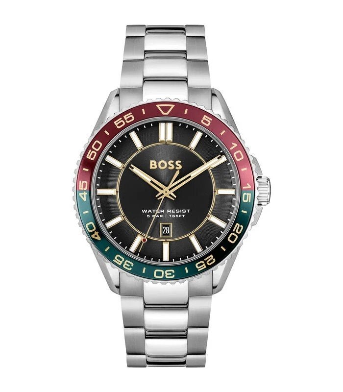 BOSS herenhorloge - roestvrij staal - zwarte wijzerplaat en, Overige merken, Staal, Staal, Polshorloge