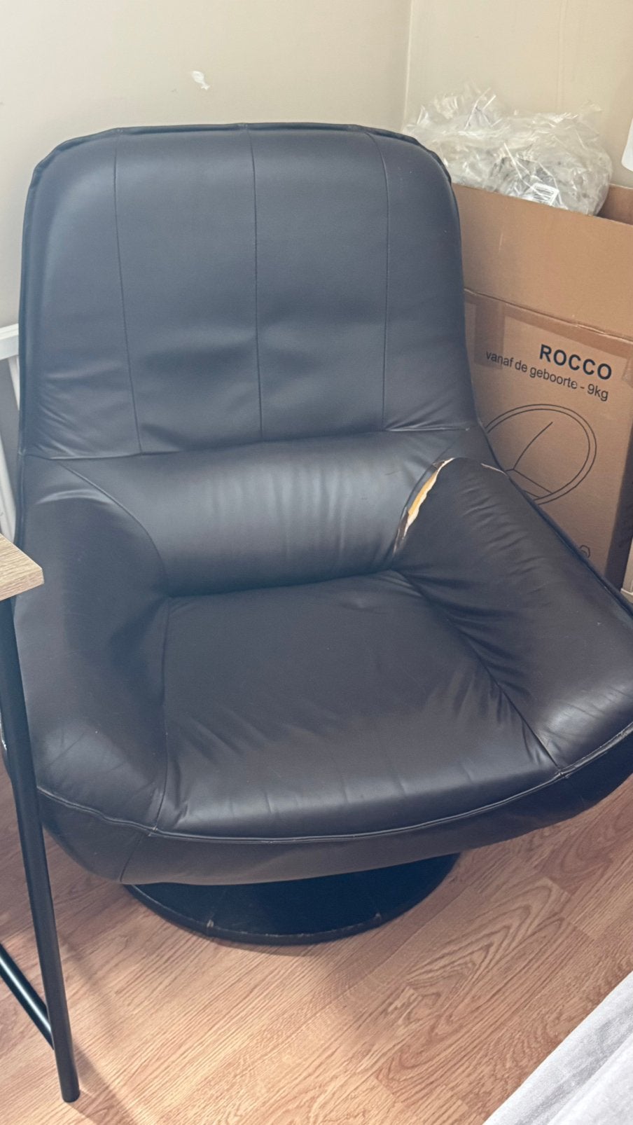 Leren draaifauteuil bruine, Ophalen, Gebruikt