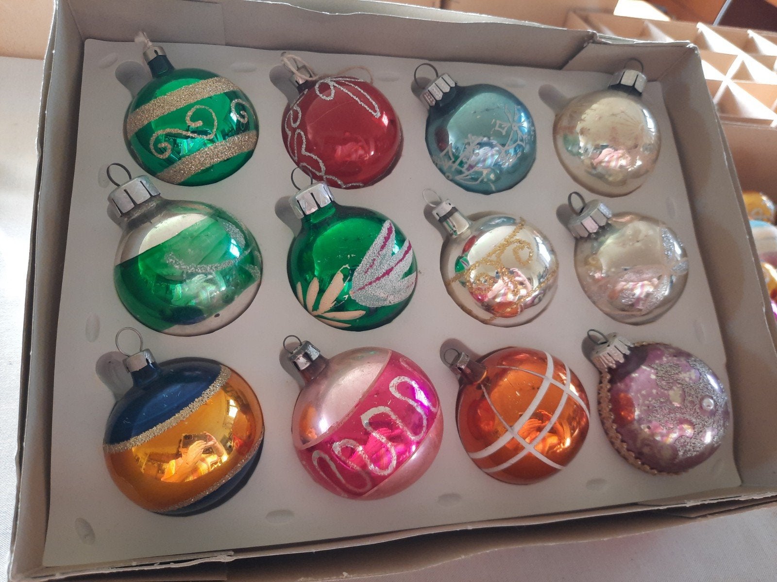 Oude beschilderde kerstballen., Ophalen of Verzenden