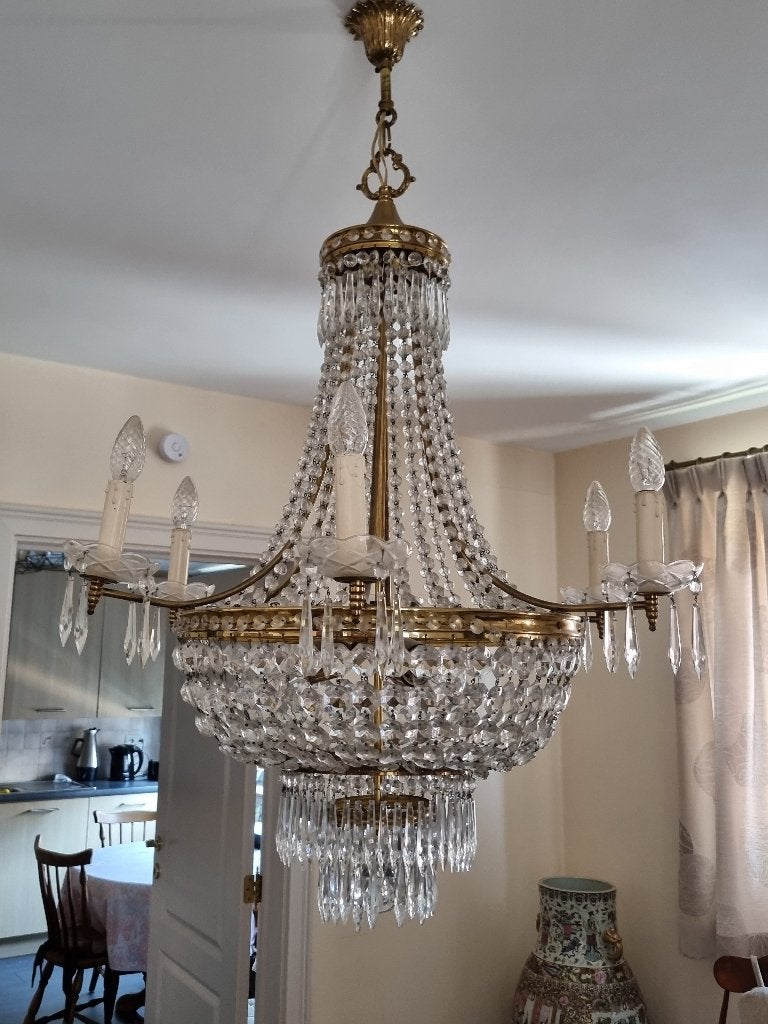3 Kristallen luchters te KOOP, Huis en Inrichting, Lampen | Kroonluchters, Ophalen, Gebruikt, Glas