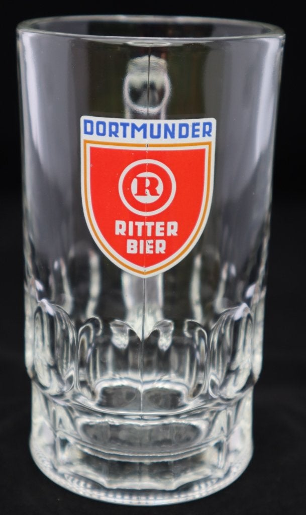 Chope à bière en verre Vintage Dortmunder Ritter Beer, Enlèvement, Comme neuf, Verre ou Verres, Autres marques