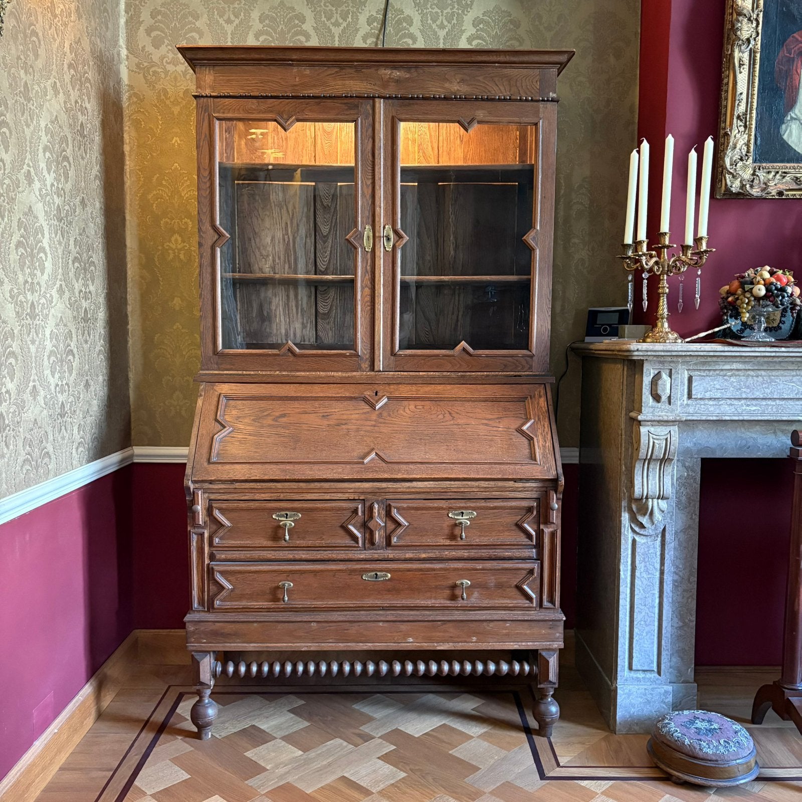 Vitrinekast / secretaire, Antiek en Kunst, Ophalen