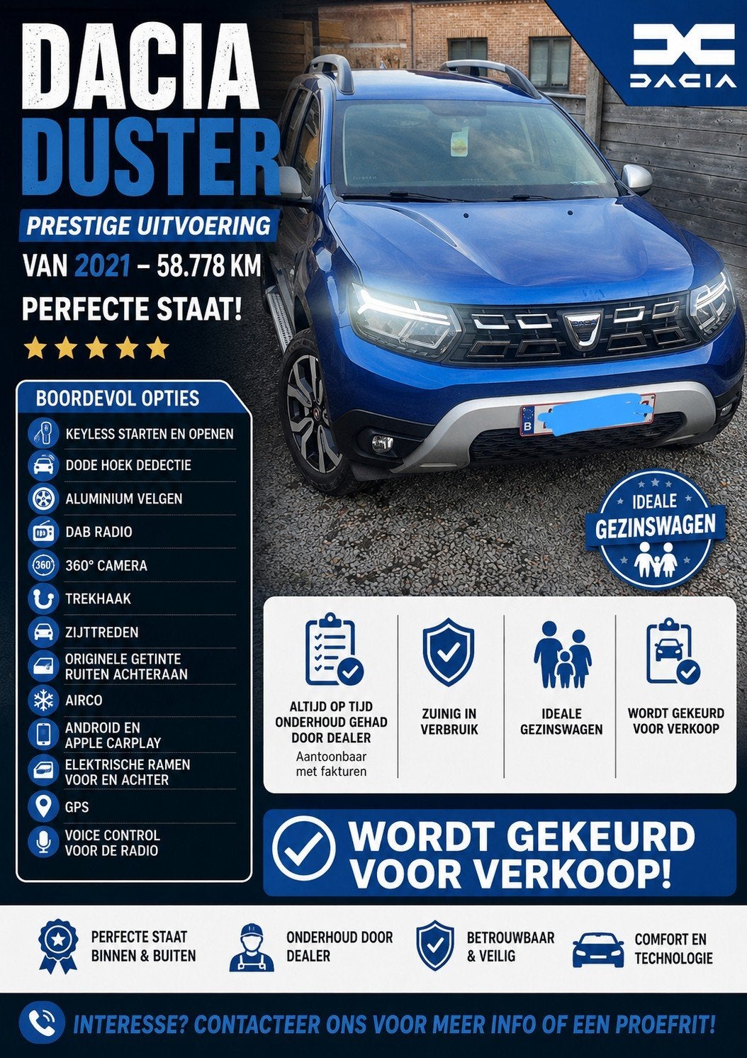 Dacia duster 15 DCI prestige, Auto's, Duster, Blauw, Particulier, Te koop