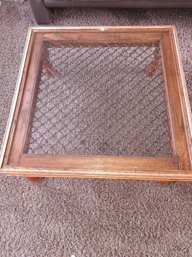 Salontafel 1x1x0.42 BxLxH, Autres essences de bois, Rustiek, 50 à 100 cm, Enlèvement