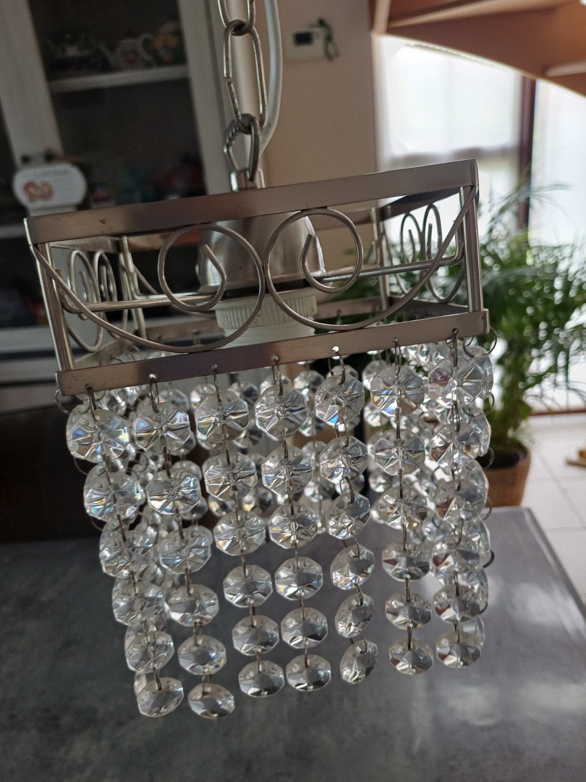 Lot de 2 lustres en gouttes de verre, Enlèvement, Utilisé, Verre, E27 (grand)