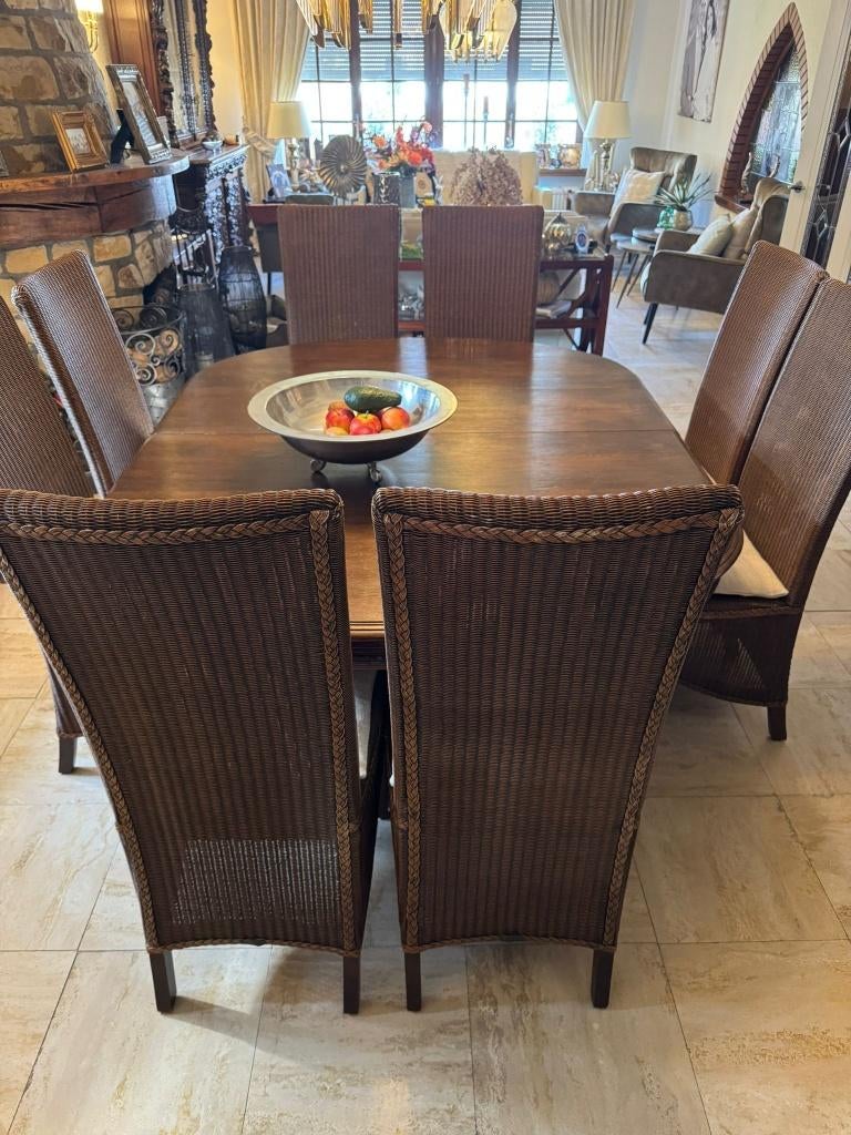 Lloyd Loom 8x STOEL - EETKAMERSTOEL bruin caramel, Ophalen, Bruin, Riet of Rotan, Zo goed als nieuw