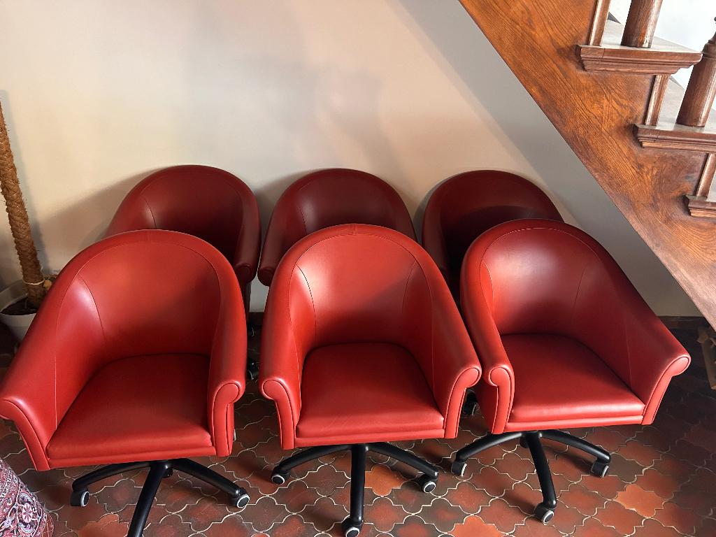 6 Stuks Vintage Poltrona Frau "Sinan" Design Bureaustoelen, Ophalen of Verzenden, Zo goed als nieuw, Oranje, Bureaustoel