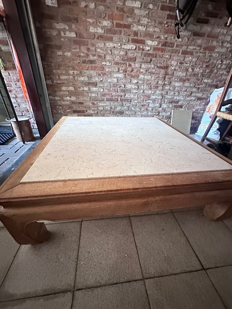 Salontafel oosterhout met marmerblad, Ophalen, Gebruikt, 5 – 50, 100 tot 150 cm