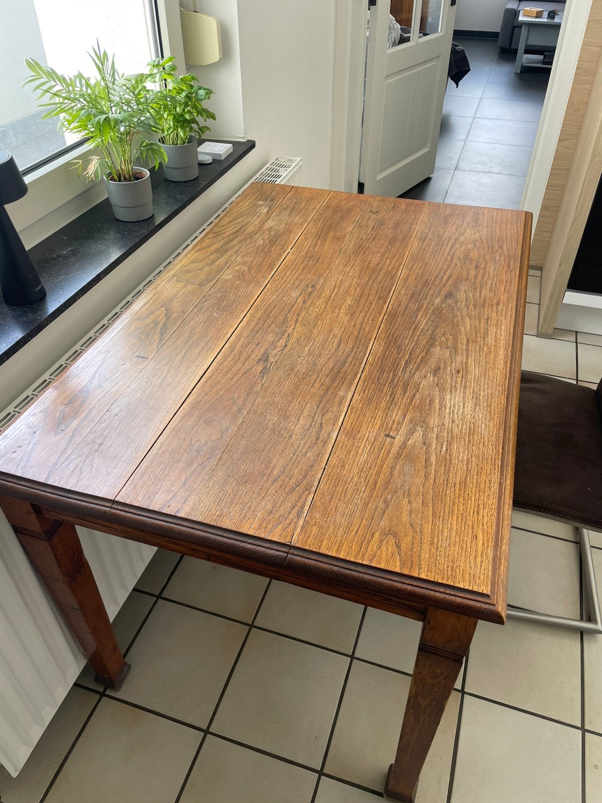 Table en chêne massif, 100 à 150 cm, Enlèvement, Utilisé, 50 à 100 cm