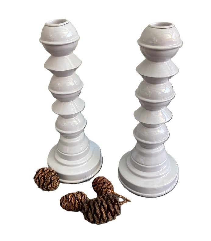 KANDELAAR VOOR DINER KAARS GRIJS 25cm NIEUW, Nieuw, Ophalen of Verzenden, Grijs, Light & Living