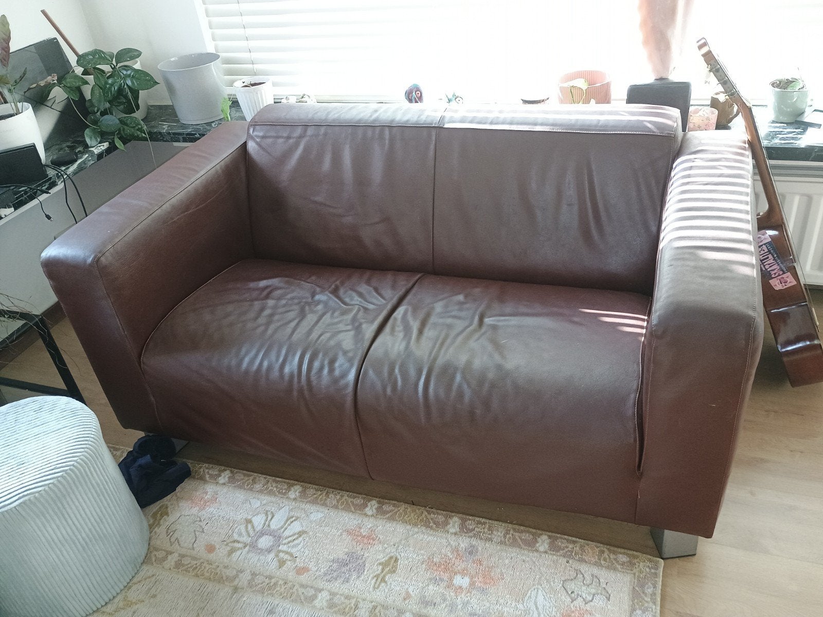 leder 2 zit zetel, Ophalen, Gebruikt, Tweepersoons, Leer