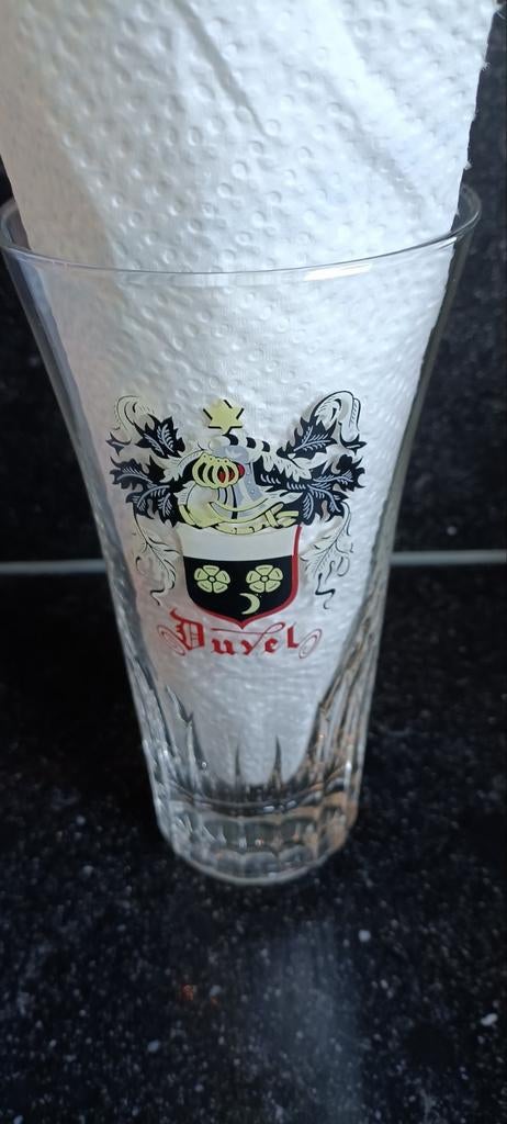 DUVEL TULPGLAS  OUD EMBLEEM MOORTGAT NIEUWSTAAT, Verzamelen, Biermerken, Ophalen of Verzenden, Duvel