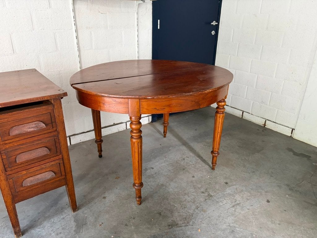 Ronde antieke eettafel in kersenhout, Ophalen of Verzenden
