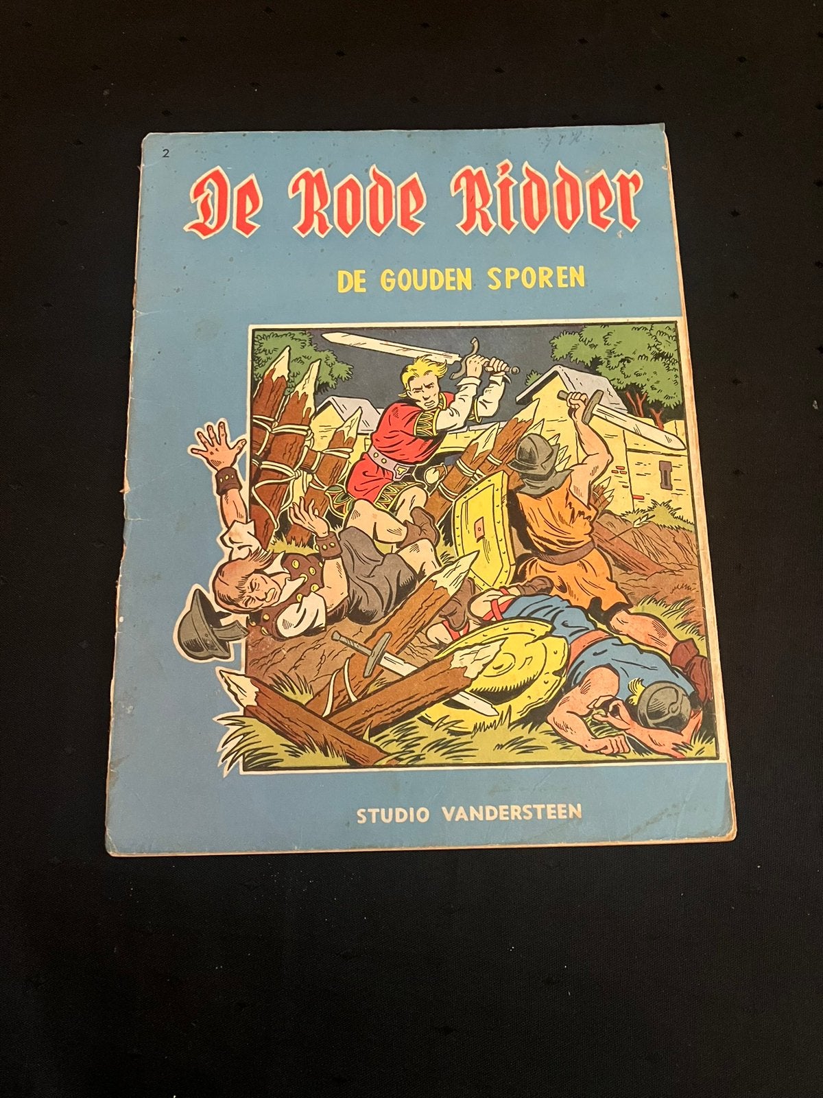 De Rode Ridder nr 2 - De gouden sporen - 1e druk 1960., Eén stripboek, Ophalen of Verzenden, Gelezen