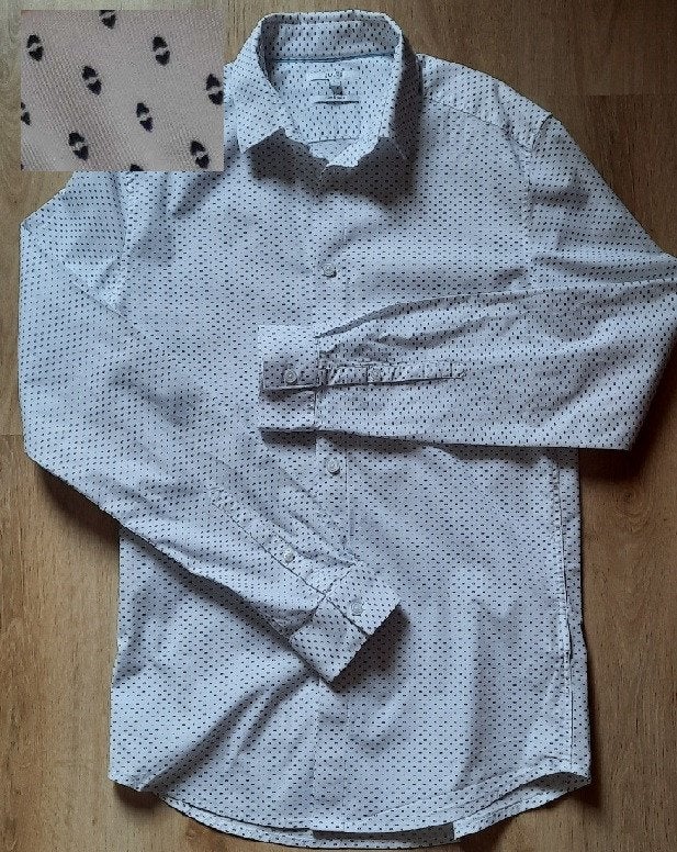 Chemise blanche  (motifs Bleus) Taille S "Jules" (Porté 1X), Kleding | Heren, Overhemden, Ophalen, Halswijdte 38 (S) of kleiner