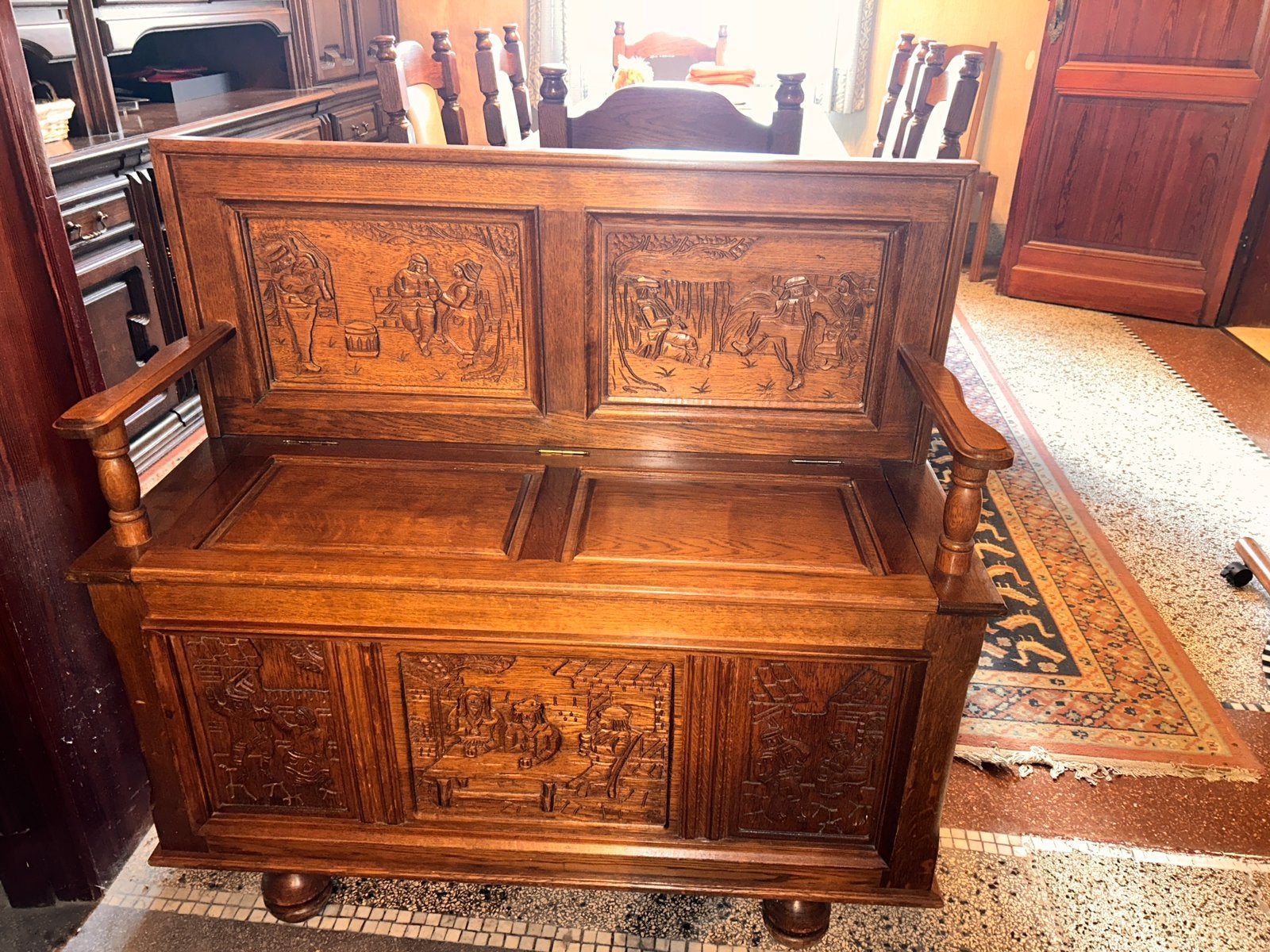 Meuble banc-rangement en bois, Antiquités & Art, Enlèvement