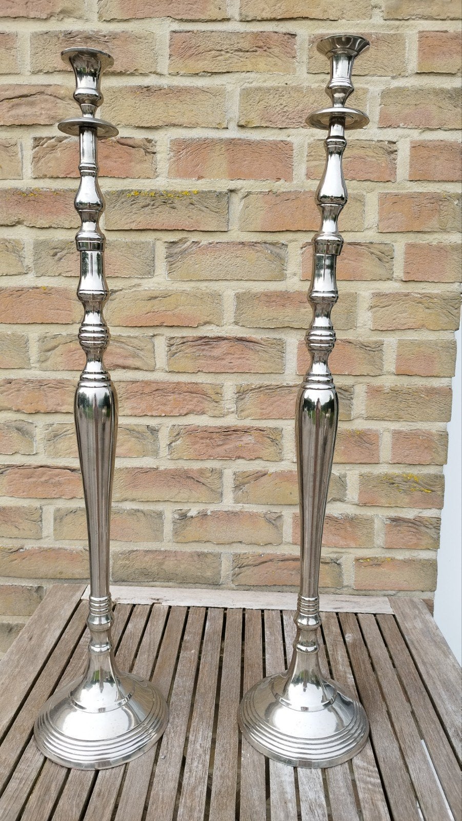 Duo de chandeliers bougeoirs H80 cm déco table mariage, Ophalen, Metaal