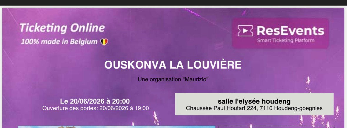 2 places pour Maurizio Morina ce soir a Houdeng, Enlèvement ou Envoi, Neuf