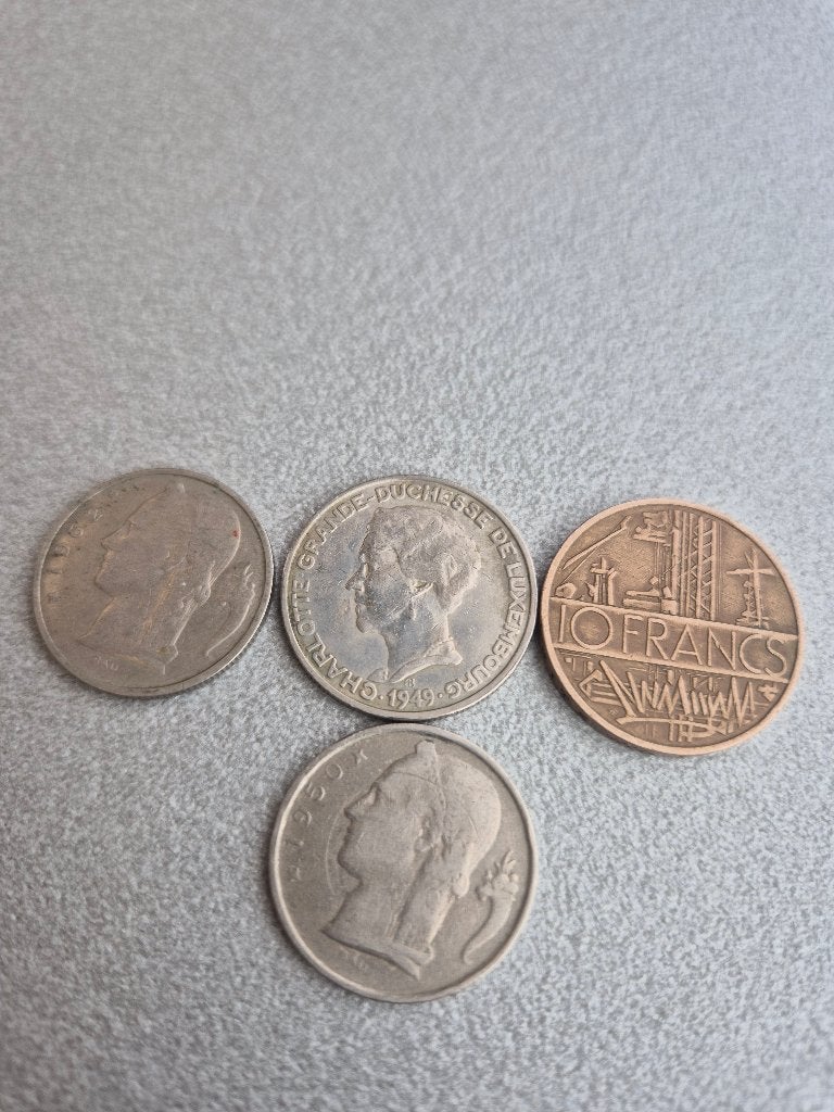 Lot van 4 historische munten (Frankrijk & België/Luxemburg), Postzegels en Munten, Munten | België, Ophalen of Verzenden