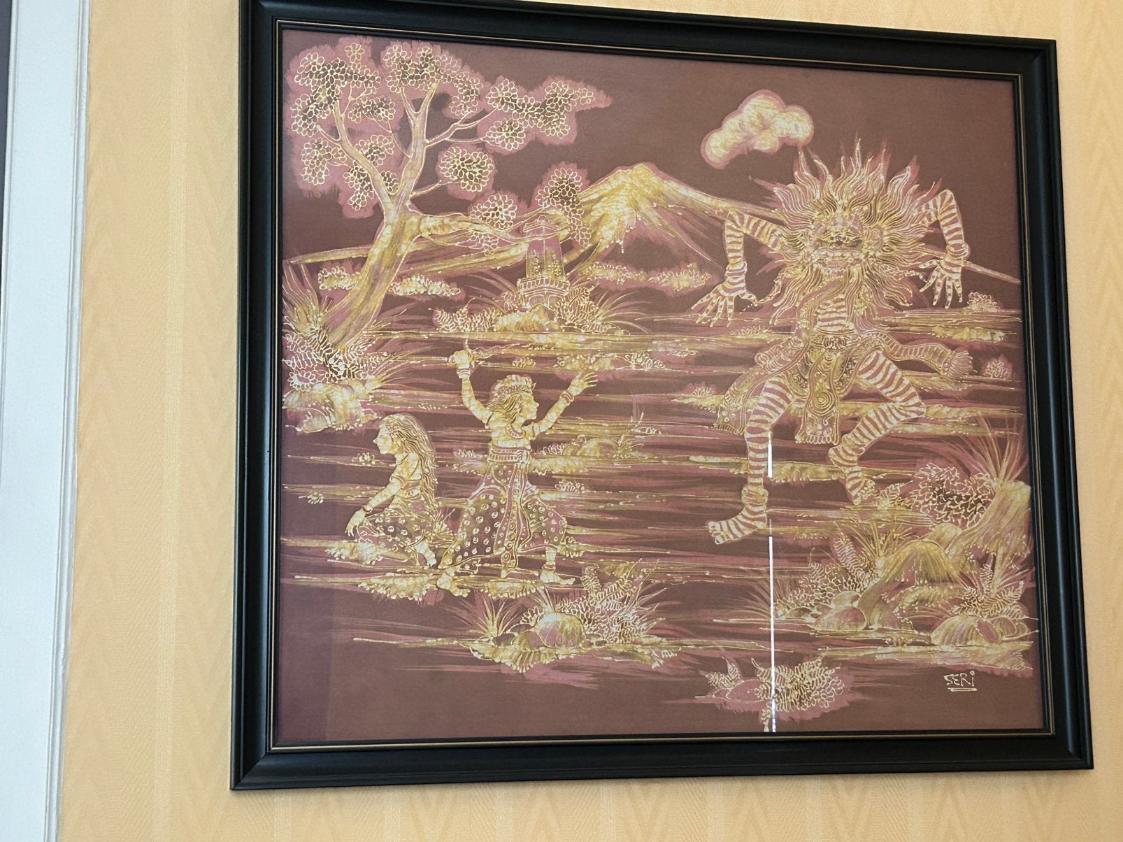 Peinture sur soie signé, Enlèvement, Utilisé
