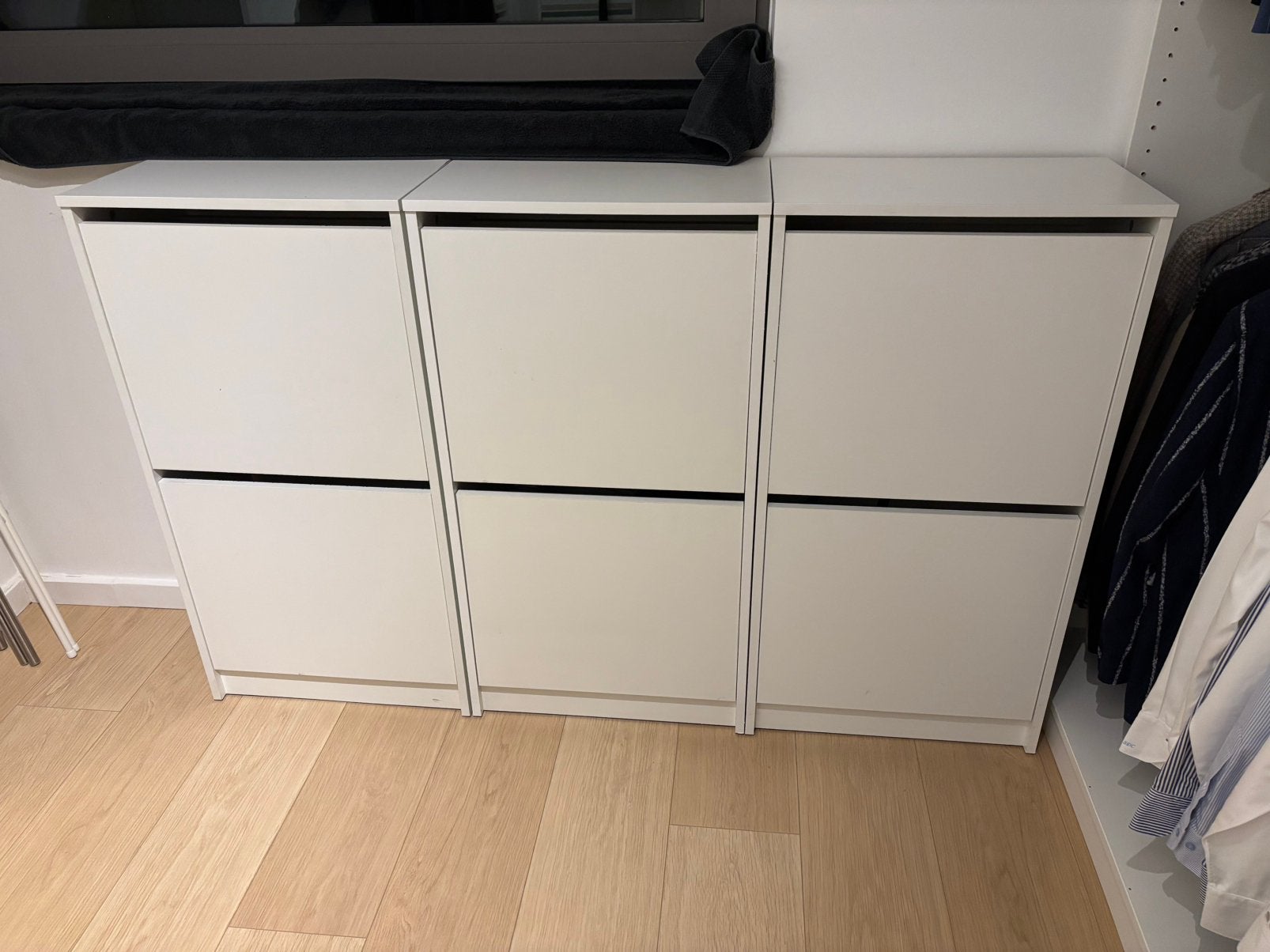 11 IKEA BISSA schoenenkasten – wit – 2 en 3 vakken, Maison & Meubles, Enlèvement, Utilisé