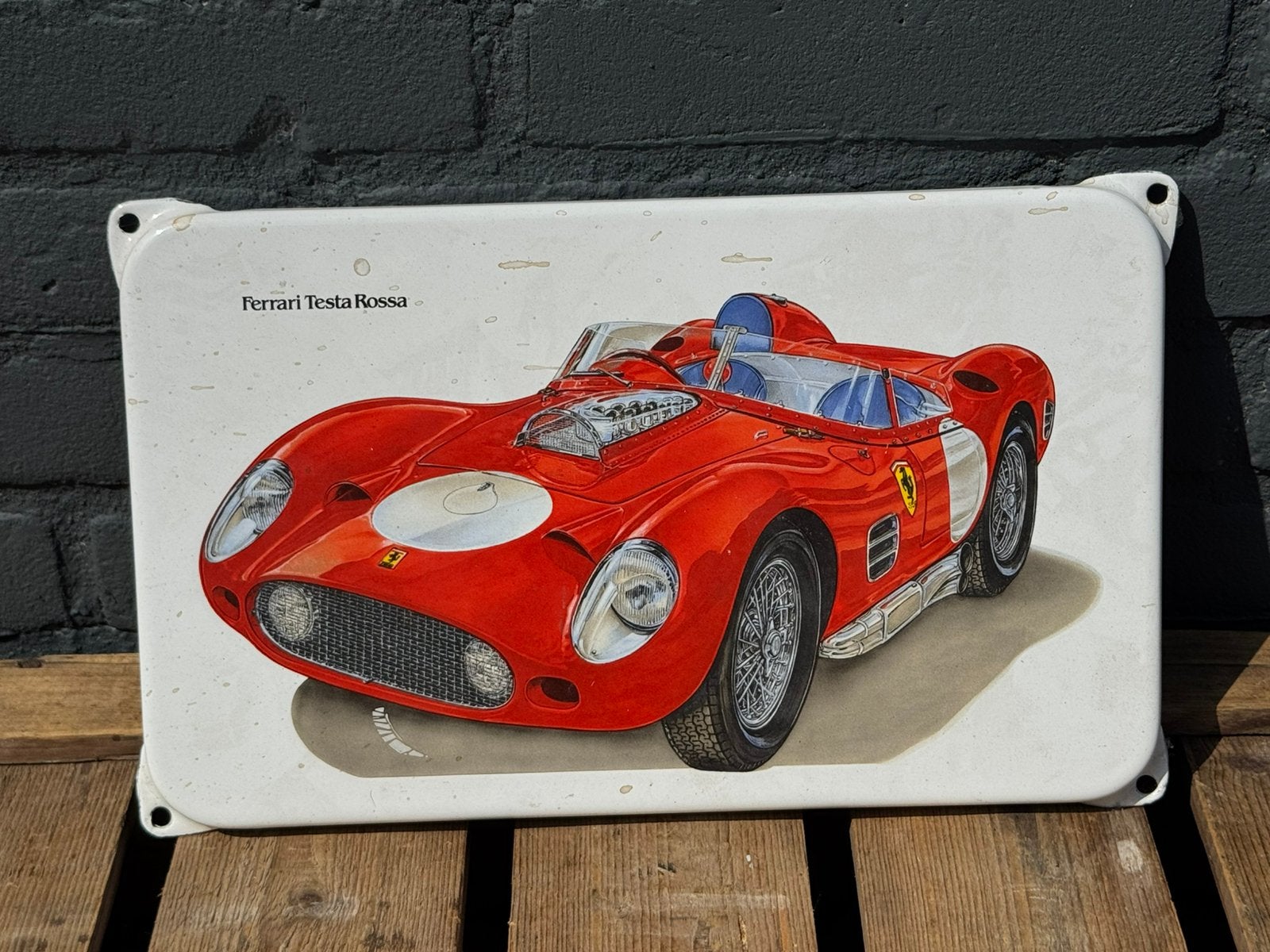 Ferrari emaille reclamebord, Verzamelen, Merken en Reclamevoorwerpen, Gebruikt, Reclamebord, Ophalen of Verzenden